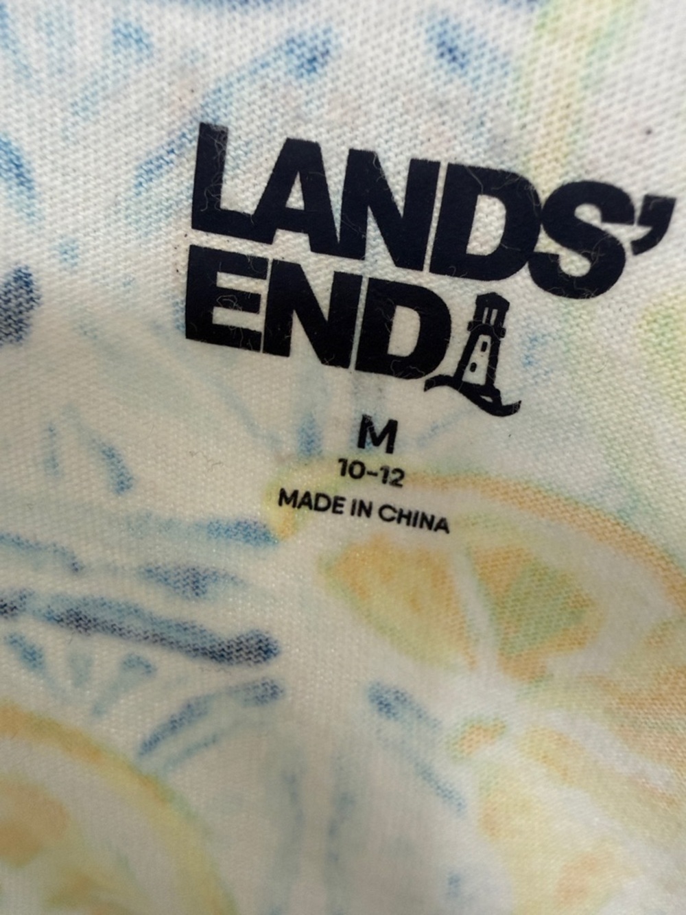 Lands End Sleeveless Citrus Print Shift Dress in Yellow, Lime & Blue - Picture 2 of 4